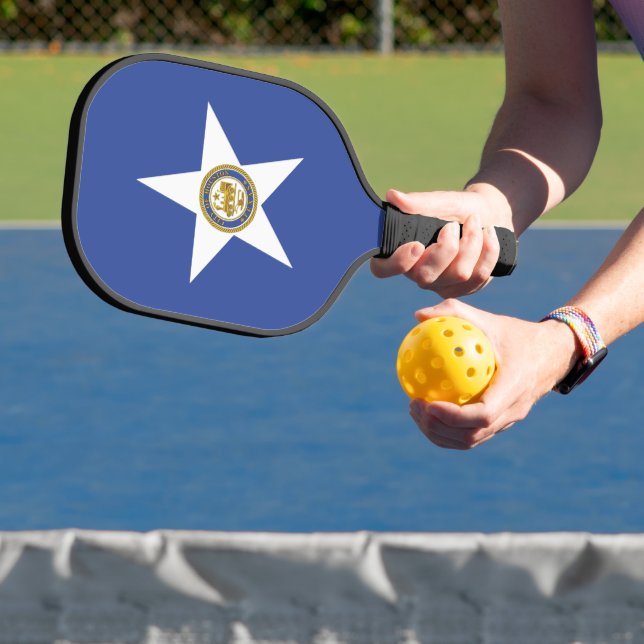 Pickleball Paddle with flag of Houston, Texas USA (InSitu)