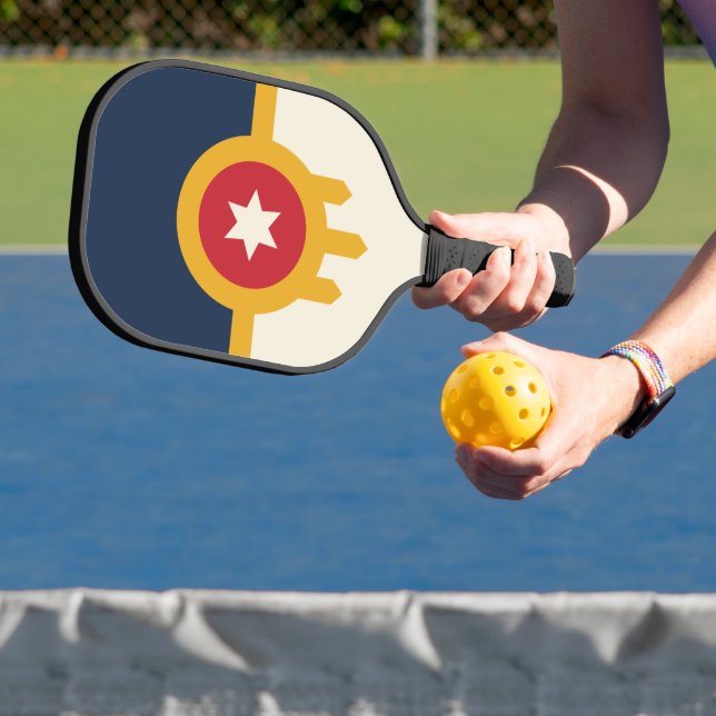 Pickleball Paddle with flag of Tulsa City, USA (InSitu)