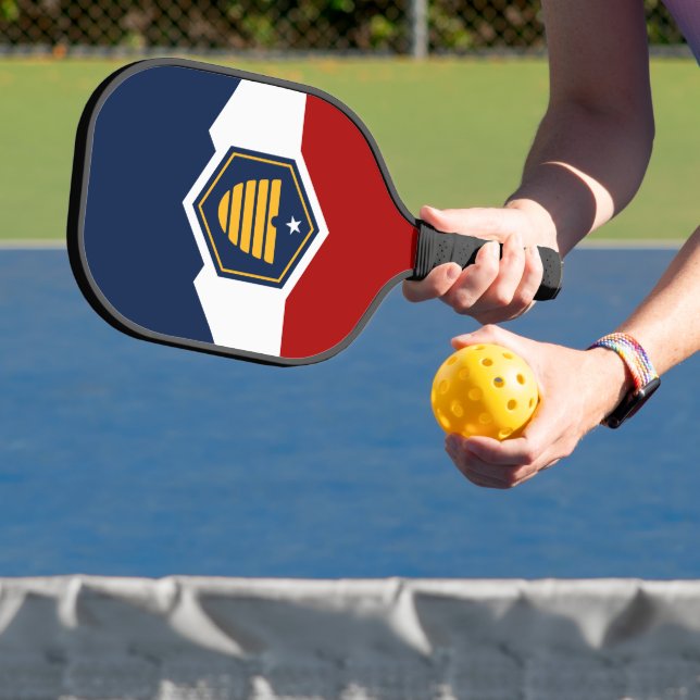 Pickleball Paddle with new flag of Utah (InSitu)