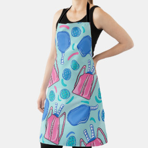 Pickleball Paddles and Balls - blaue Küche Schürze