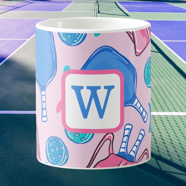 Pickleball Paddles and Balls Rosa Preppy Kaffeetasse (Von Creator hochgeladen)