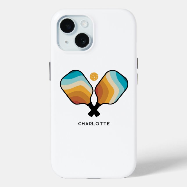 Pickleball Paddles & Ball Custom Name Case-Mate iPhone Hülle (Rückseite)