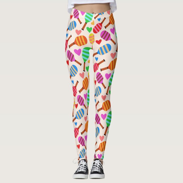 Pickleball Paddles Muster mit Herz Leggings (Vorderseite)