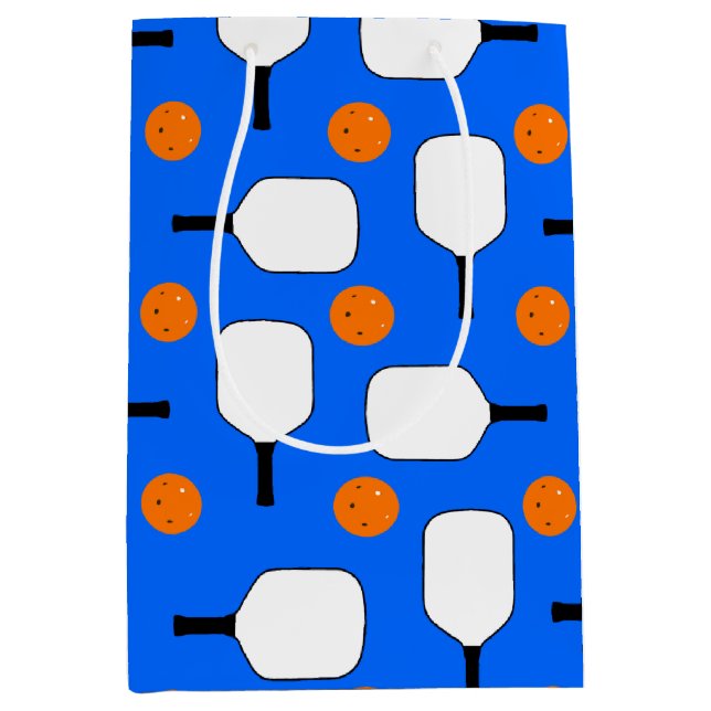 Pickleball Paddles, Orange Pickleball Balls, blau Mittlere Geschenktüte (Vorderseite)