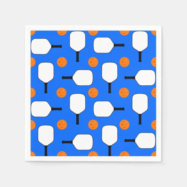 Pickleball Paddles, Orange Pickleball Balls, blau Serviette (Vorderseite)