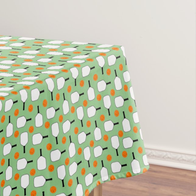 Pickleball Paddles Orange Pickleballs Grün Tischdecke (Beispiel)