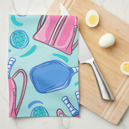 Pickleball Paddles und Balls Blue Preppy Geschirrtuch