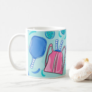 Pickleball Paddles und Balls Blue Preppy Kaffeetasse