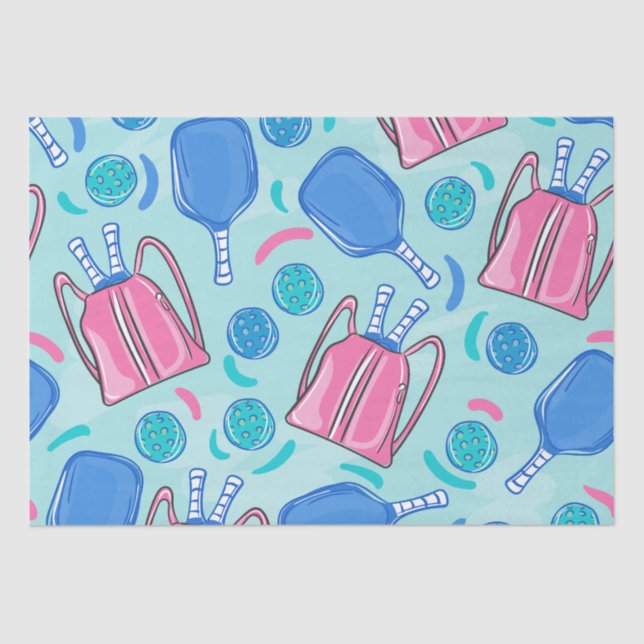 Pickleball Paddles und Balls Blue Seidenpapier (Vorderseite)