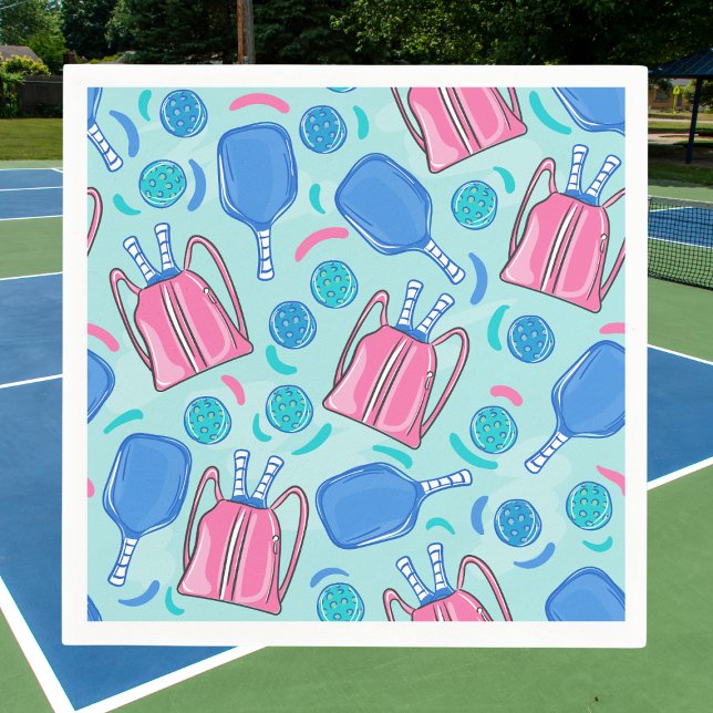 Pickleball Paddles und Balls Blue Serviette (Von Creator hochgeladen)