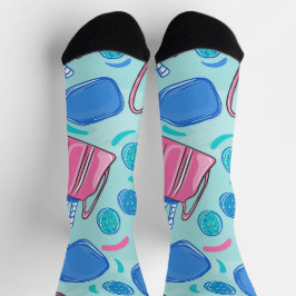 Pickleball Paddles und Balls Blue Socken