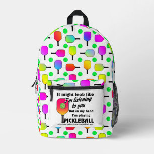 Pickleball Paddles und Balls Regenbogenmuster Bedruckter Rucksack