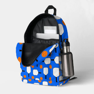 Pickleball Paddles und Orange Pickleballs auf blau Bedruckter Rucksack