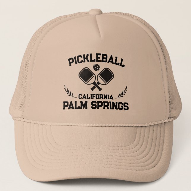 Pickleball Palm Springs California US Custom Truckerkappe (Vorderseite)