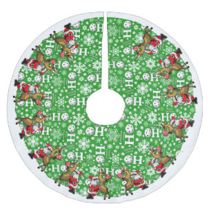 Pickleball Partners Santa & Reindeer Sleighing It Polyester Weihnachtsbaumdecke