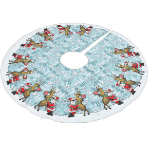 Pickleball Partners Santa & Reindeer Sleighing It Polyester Weihnachtsbaumdecke