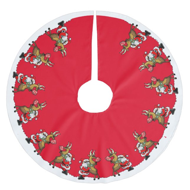 Pickleball Partners Santa & Reindeer Sleighing It Polyester Weihnachtsbaumdecke (Vorderseite)