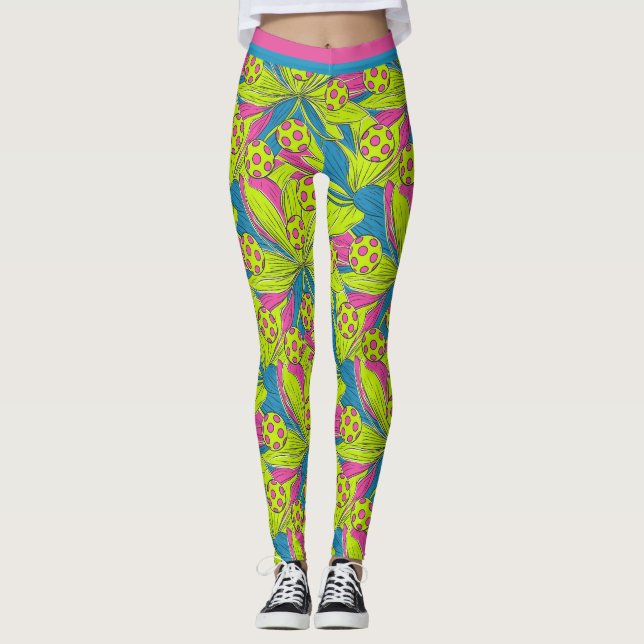 Pickleball-Party-Beine Leggings (Vorderseite)
