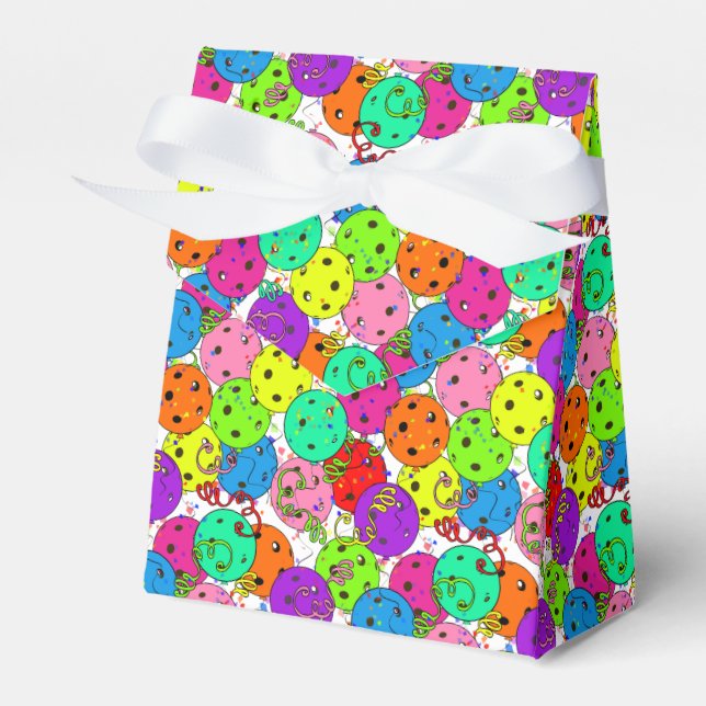 Pickleball Party Bunte Ballons Geschenkschachtel (Vorderseite)