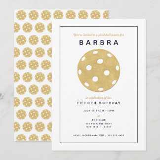 Pickleball Party Chic Gold Black Party Einladung