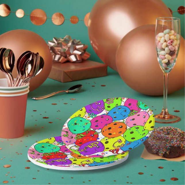 Pickleball Party Confetti und Pickleball Balloons Pappteller (Multi)