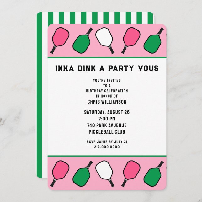 Pickleball-Party Einladung (Vorne/Hinten)