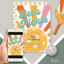 Pickleball Party Farbenfrohe Retro Sonnenstrahlen 