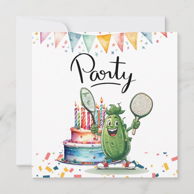 Pickleball Party Geburtstag Einladung (Vorderseite)