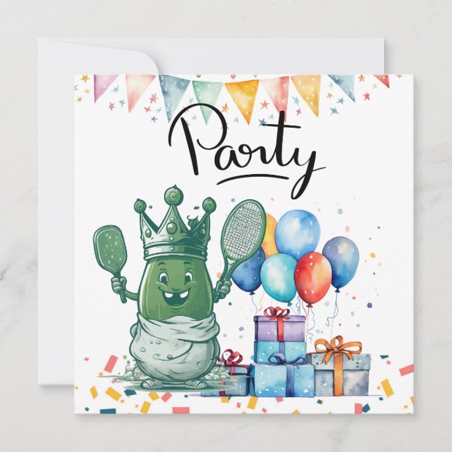 Pickleball Party Geburtstag Einladung (Vorderseite)