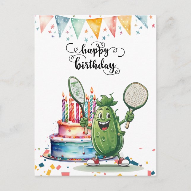 Pickleball Party Geburtstag Postkarte (Vorderseite)