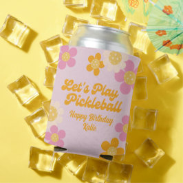 Pickleball Party Groovy Retro Rosa Orange Blume Dosenkühler