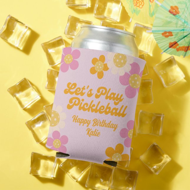 Pickleball Party Groovy Retro Rosa Orange Blume Dosenkühler (In Situ Sommer)