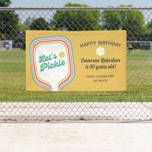 Pickleball-Party Lassen Sie uns die Retro-Streifen Banner (Insitu)