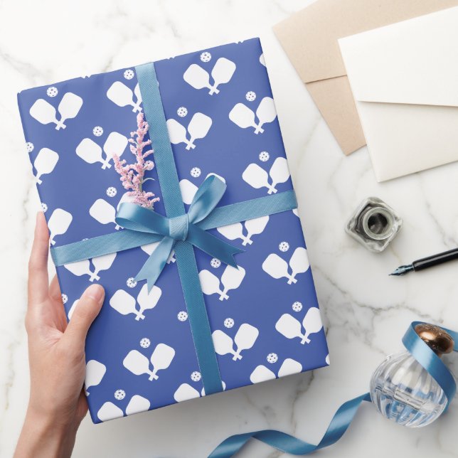 Pickleball Party Paddles Blue White Ball Geschenk Geschenkpapier (Schenken)