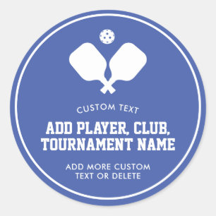 Pickleball Party Paddles Blue White Custom Runder Aufkleber