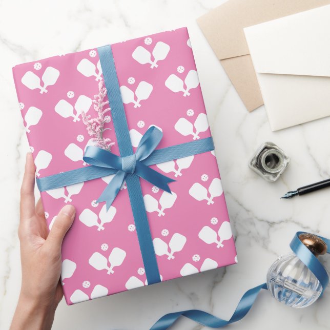 Pickleball Party Paddles Pink White Ball Geschenk Geschenkpapier (Schenken)