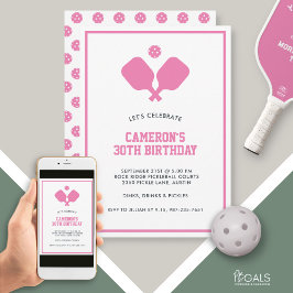 Pickleball Party Paddles Pink White Custom Einladung