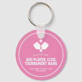 Pickleball Party Paddles Pink White Custom Schlüsselanhänger