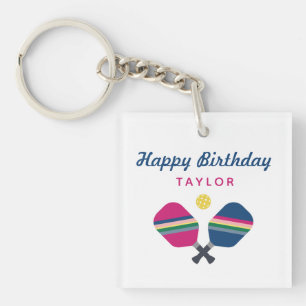 Pickleball Party Personalisiert Name Blue Party Schlüsselanhänger