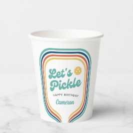 Pickleball-Party Pickle Retro-Regenbogenstreifen Pappbecher