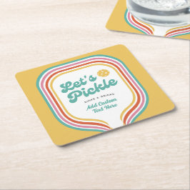 Pickleball-Party Pickle Retro-Regenbogenstreifen Rechteckiger Pappuntersetzer