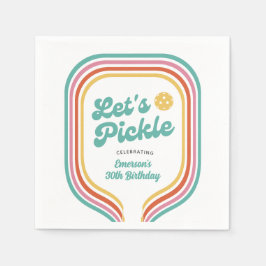 Pickleball-Party Pickle Retro-Regenbogenstreifen Serviette