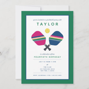 Pickleball Party Sports Blue Green Einladung