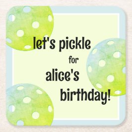 Pickleball Party Sports Green Custom Rechteckiger Pappuntersetzer