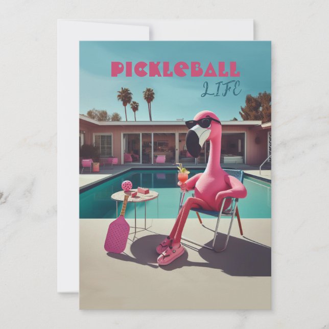 Pickleball Party Turnier Einladungen Flamingo (Vorderseite)