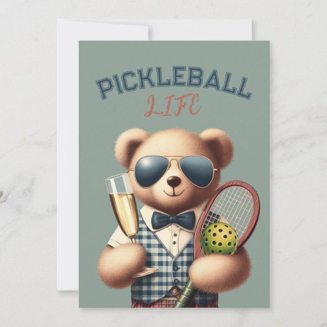 Pickleball Party Turnier Einladungen Teddy Bear (Vorderseite)
