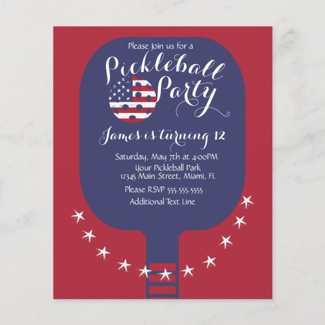 Pickleball Party US Flagge Patriotic Flyer (Vorne)