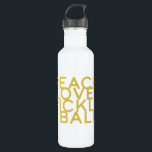 Pickleball Peace and Liebe Yellow Water Flasche Edelstahlflasche<br><div class="desc">Ruhe,  Liebe und Pickleball! Dieses schicke Design mit den Worten "Ruhe,  Liebe und Pickleball" in Senfgelb und Fuchsia zelebriert den Pickleball-Sport. Macht ein wunderbares Geschenk für den Pickleball-Liebhaber in Ihrem Leben. Teil einer Sammlung von Parcel Studios.</div>