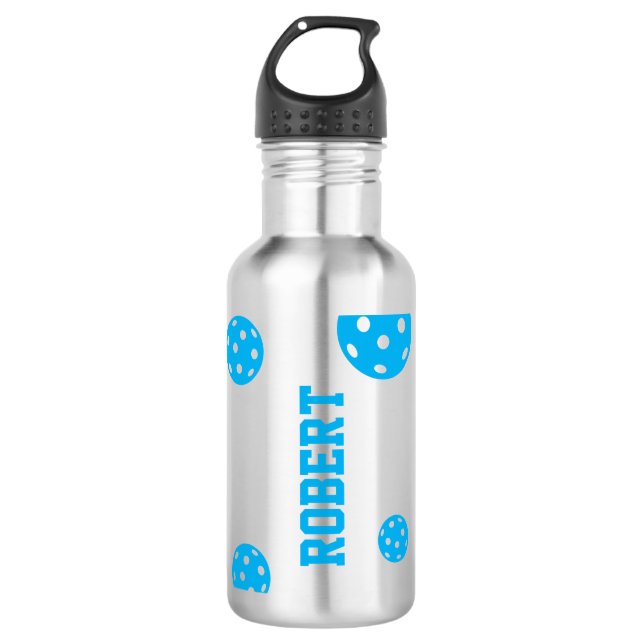 Pickleball Personalisiert Blue Silver Edelstahlflasche (Vorderseite)