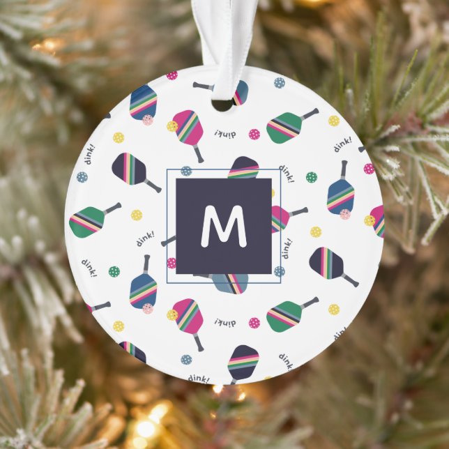 Pickleball Personalisiert Monogram Weihnachten Ornament (Baum)